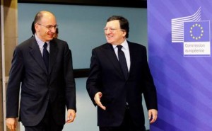 European Commission President Jose Manuel Barroso welcomes Prime Minister of Italy Enrico Letta